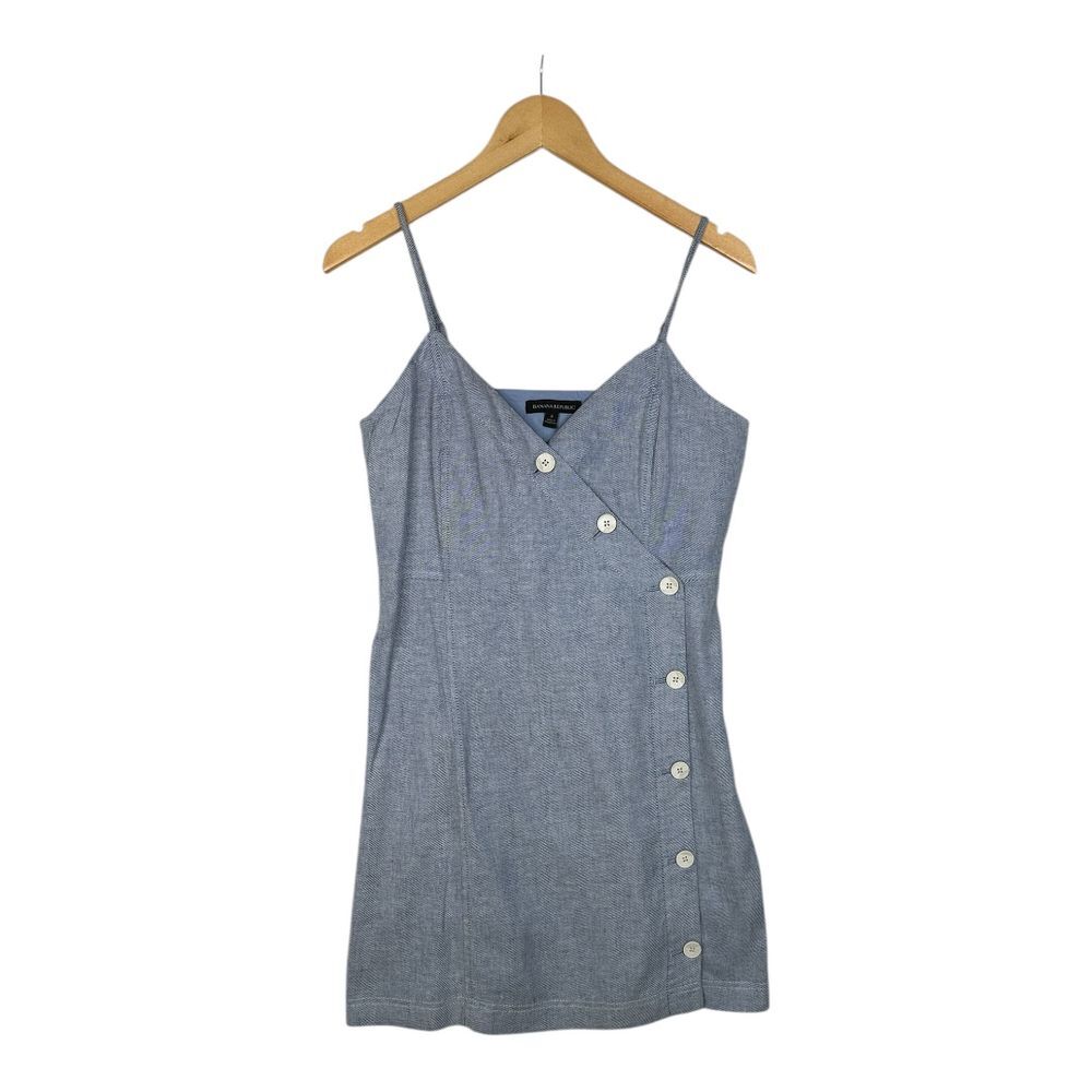 Banana Republic Light Blue Button-Front Mini Dress